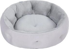 Cama reversível para gatos 62 C x 62 L x 21 A cm, cama para gatos de interior e cães de pequeno porte, cama redonda com rebordo de apoio, cinzento cla