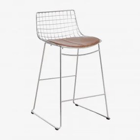 Banqueta Alta Com Encosto Em Aço Renee ↑65 Cm & Cromado & Couro Sintético Café Vintage - Sklum