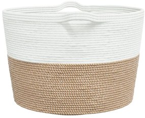 Cesto de arrumação Ø60x36 cm algodão castanho e branco