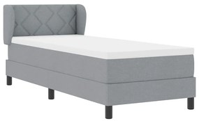Cama Box Spring com Colchão Cinza Claro 80x200 cm em Tecido