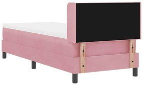 Cama Box Spring com Colchão Rosa 80x200 cm Veludo