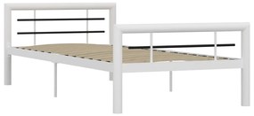 Estrutura de cama 90x200 cm metal branco e preto