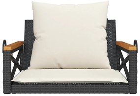 Banco baloiço com almofadões 63x62x40 cm vime PE preto