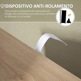 Aparador Ally - Cor Castanho - Com 4 Gavetas e 1 Porta - 54x29x83cm -