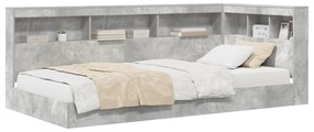 Cama com Estante Cinza Concreto 100x200 cm Madeira Engenheirada