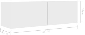 Móvel de TV 100x30x30 cm derivados de madeira branco