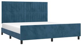 Estrutura de cama c/ cabeceira 180x200 cm veludo azul-escuro