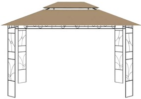 Gazebo 4x3x2,7 m 160 g/m² cinzento-acastanhado