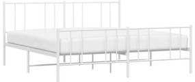 Estrutura de cama com cabeceira e pés 200x200 cm metal branco