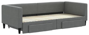 Sofá-cama c/ gavetão e gavetas 90x200 cm tecido cinzento-escuro