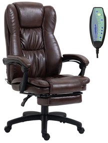 Vinsetto Cadeira de Escritório e Giratória com Altura Ajustável 6 Pontos de Massagem 68,5x68,5x119-127 cm Castanho | Aosom Portugal