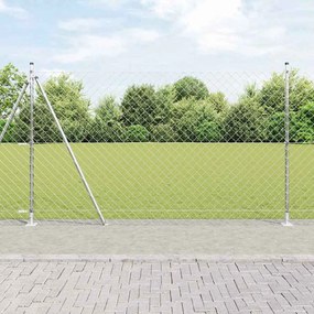 vidaXL Conjunto de Postes de Cerca Prateado 10 x 1.4 m