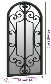 Espelho de jardim p/ uso exterior ferro 70x30 cm preto