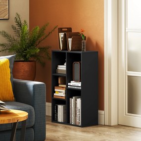 Estante com 5 compartimentos 50 x 24 x 80 cm, para sala de estar, quarto ou escritório, preta