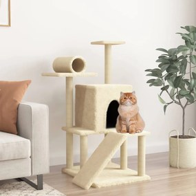 Árvore para gatos c/ postes arranhadores sisal 110,5 cm creme