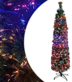 328446 vidaXL Árvore de Natal artificial fina c/ suporte 210 cm fibra ótica