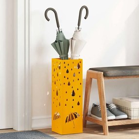 vidaXL Suporte para Guarda-Chuva Amarelo mostarda Metal Compacto