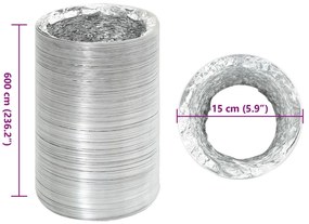 Conduta de ventilação 6 m Ø15 cm alumínio