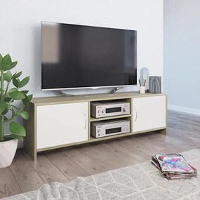 Móvel TV 120x30x37,5 cm contraplacado branco e carvalho sonoma