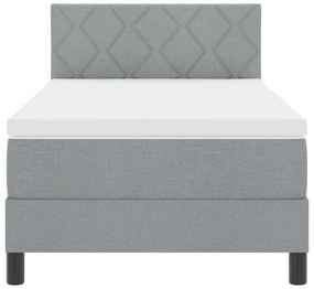 Cama Box Spring com Colchão Cinza Claro 100x200 cm Tecido