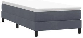 Cama com molas sem colchão 90x220 cm veludo cinzento-escuro
