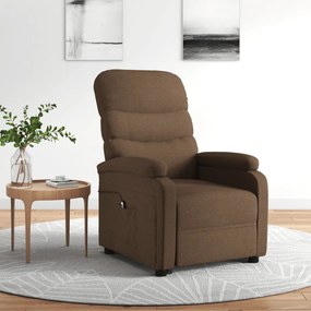 vidaXL Poltrona elevatória tecido castanho