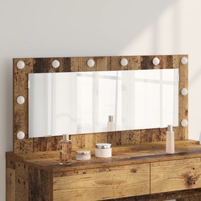 vidaXL Espelho de Maquiagem com Luzes LED Madeira Antiga 100x45x18 cm
