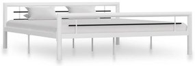 Estrutura de cama 180x200 cm metal branco e preto
