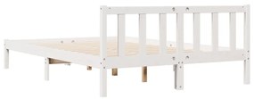 Cama extra longa sem colchão 140x210 cm pinho maciço branco