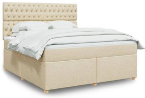 vidaXL Cama com molas/colchão 180x200 cm tecido cor creme