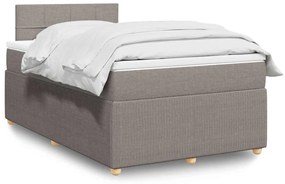 vidaXL Cama com molas/colchão 120x200 cm tecido castanho-acinzentado