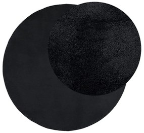 Tapete de pelo curto OVIEDO Ø 200 cm preto