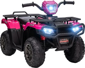 HOMCOM Quad Elétrico Infantil 12V Carro Elétrico para Crianças Motor Duplo Faróis e Música 88x45x50cm Rosa | Aosom Portugal