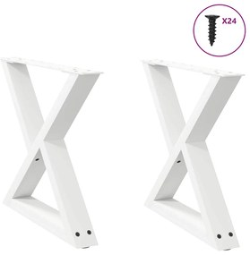 vidaXL Pés para mesa de centro 2 peças, branco, 60x(42-43,3) cm, aço