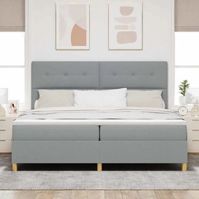 Cama Box Spring com Colchão Cinza Claro 200x200 cm Tecido