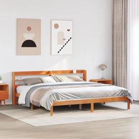 Estrutura cama c/ cabeceira 180x200cm pinho maciço castanho-mel