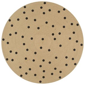 Tapete artesanal em juta com impressão pintas 90 cm
