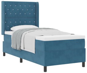 Cama Box com Colchão vidaXL Azul Escuro 100x200 cm Velvet