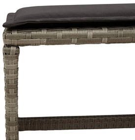 17 pcs conj. de jantar p/ jardim c/ almofadões vime PE cinzento