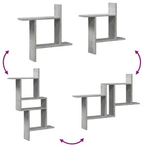 Prateleiras de parede 2 pcs derivados de madeira cinza cimento