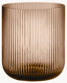 Suporte de vela em vidro com relevo canelado Ven, Alt 16 cm