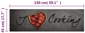 Tapete de cozinha lavável 45x150 cm veludo texto cooking