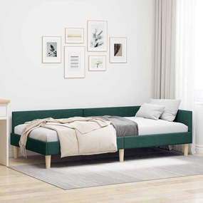 vidaXL Estrutura de Cama de Canto Verde Escuro 90 x 200 cm tecido