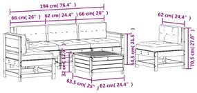 6 pcs conjunto lounge de jardim c/ almofadões pinho impregnado