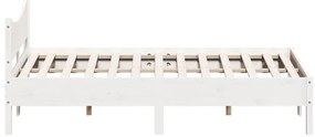 Cama sem colchão 160x200 cm madeira de pinho maciça branco