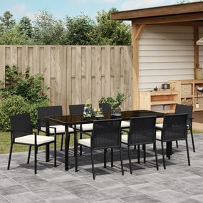 Conjunto de Jantar de Jardim 9 Peças Preto Rattan Sintético