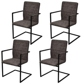 vidaXL Cadeiras de jantar cantilever 4 pcs couro artificial castanho