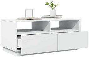 Mesa de centro com luzes LED 90x49x40 cm branco