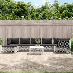 vidaXL 8 pcs conjunto lounge de jardim com almofadões aço branco