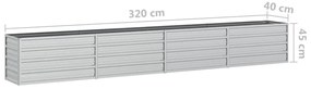 Canteiro elevado de jardim 320x40x45cm aço galvanizado prateado